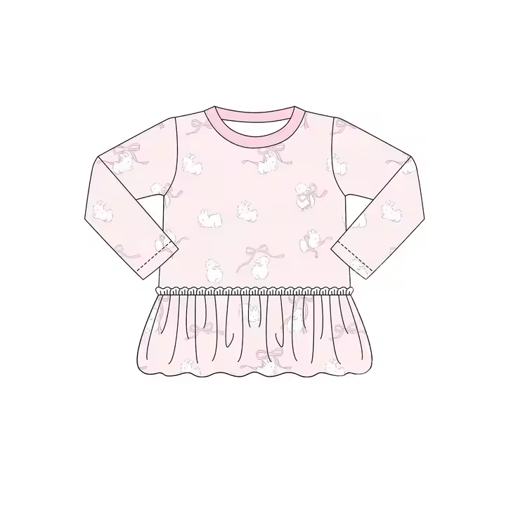 6.25 Girls Pink Long Sleeve Lace Top
