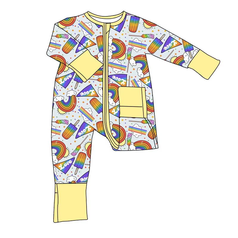 6.20 Rainbow Popsicle Zipper Long Sleeve Toddler Clothes