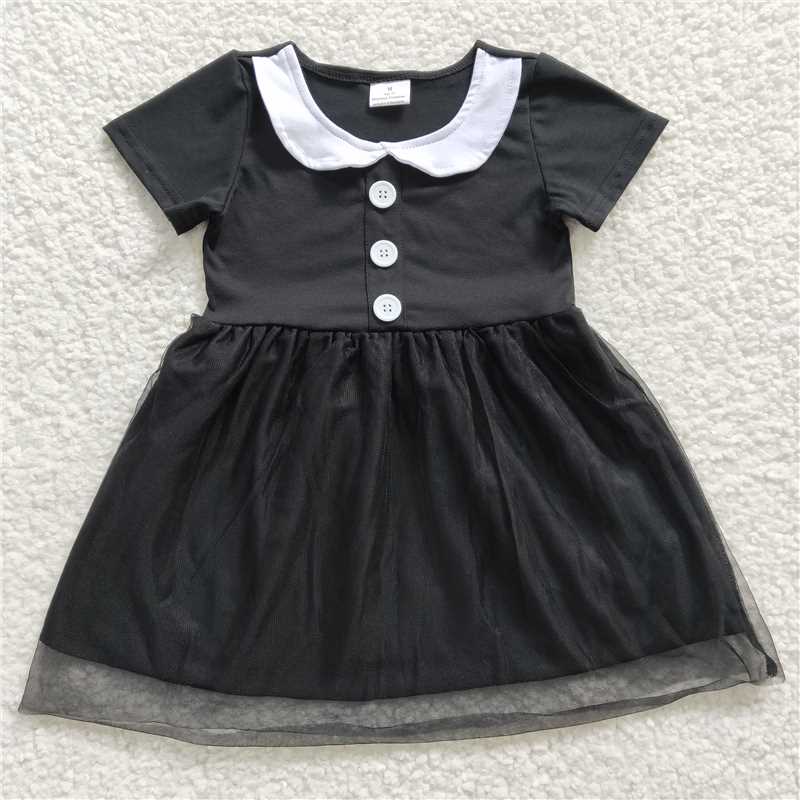 5.12Wednesday girls dress summer black yarn kids skirt