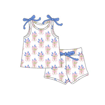 4.30 Blue Flower Bow Sling Set
