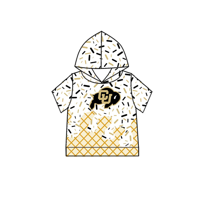6.30Preorder (moq 5)Baby Boys Short Sleeves Black CU Drip Team Hoodies Top