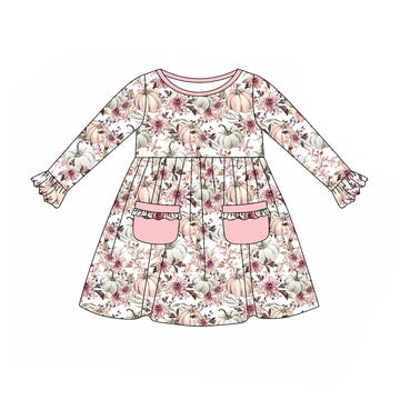 5.26 Pumpkin Long Sleeve Pocket Dress