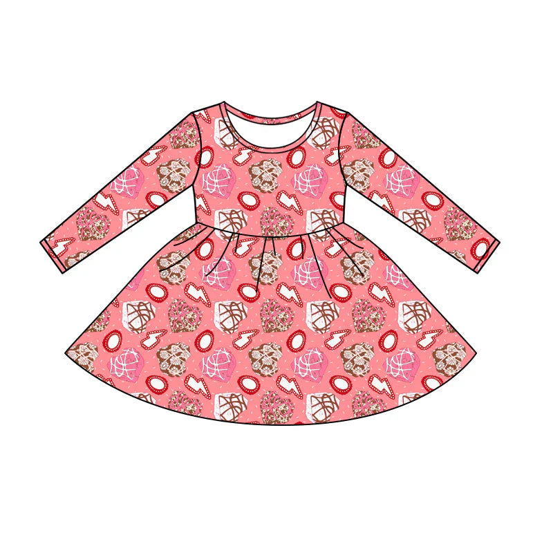 X11.13 Preorder(moq 5) Baby Girls Turquoises Hearts Valentines Knee Length Dresses