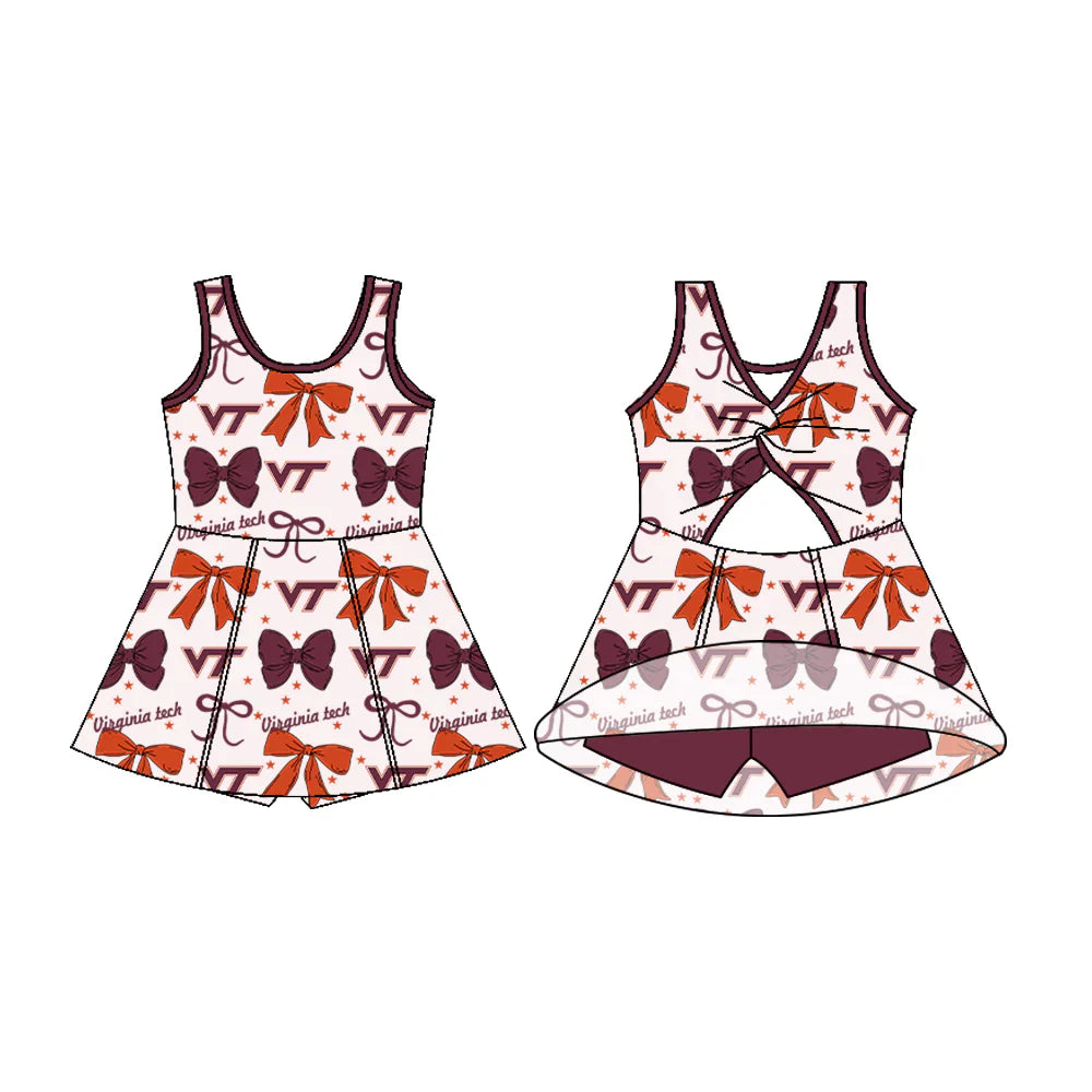 6.27Preorder (moq 5)Baby Girls Virginia Tech Team Cheer Straps Dresses