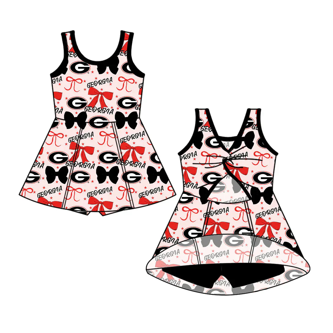 6.27Preorder (moq 5)Baby Girls Georgia Bows Team Cheer Straps Dresses