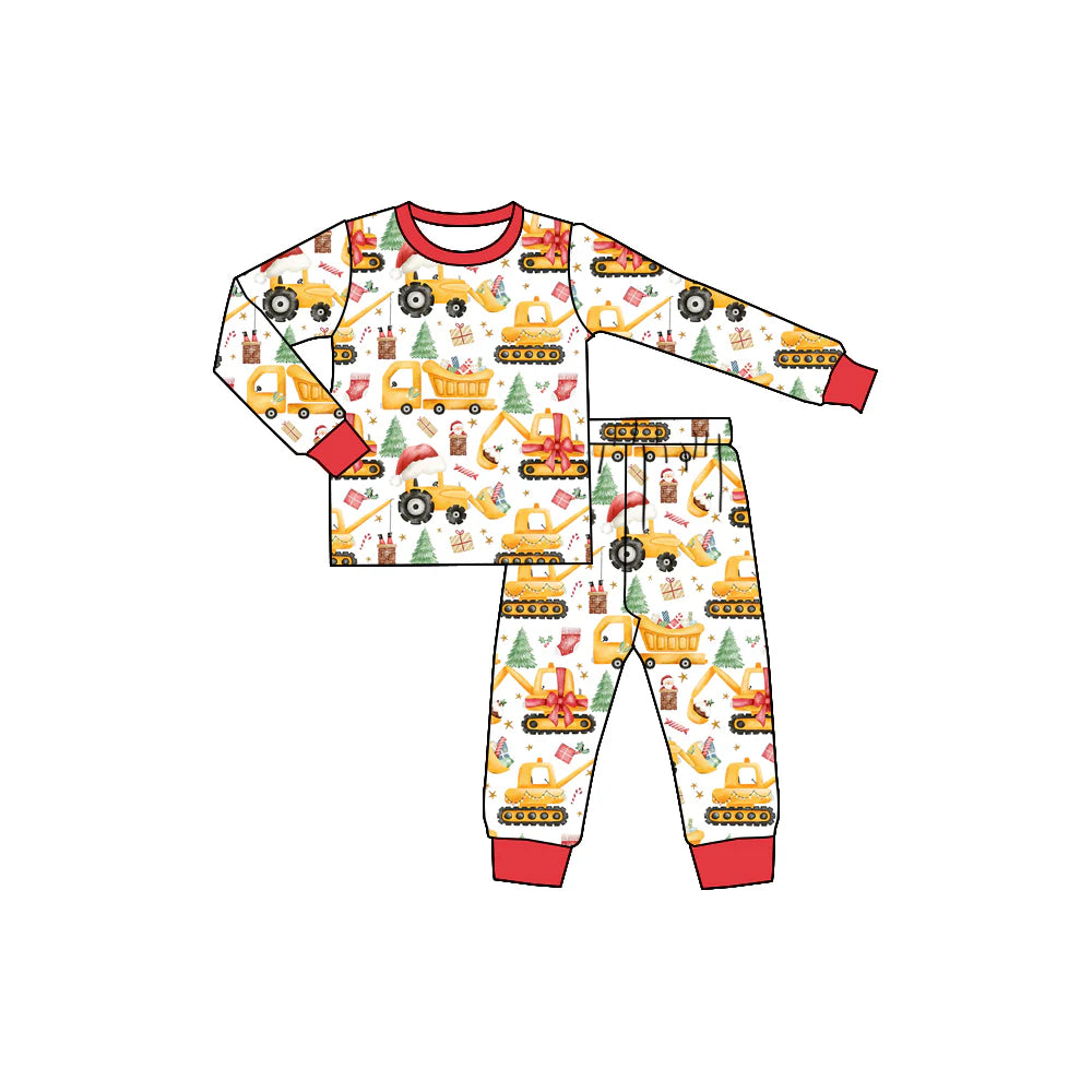 X902Preorder (moq 5)Baby Boys Christmas Trucks Shirts Pants Pajamas Sets
