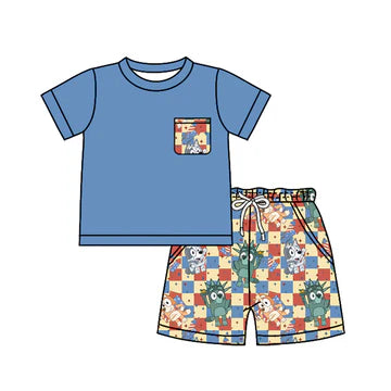 5.1bluey blue boys summer suit