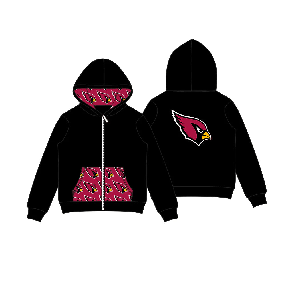 8.5Preorder (moq 5)Baby Boys Black Eagle Team Pocket Zipper Hoodies Tops