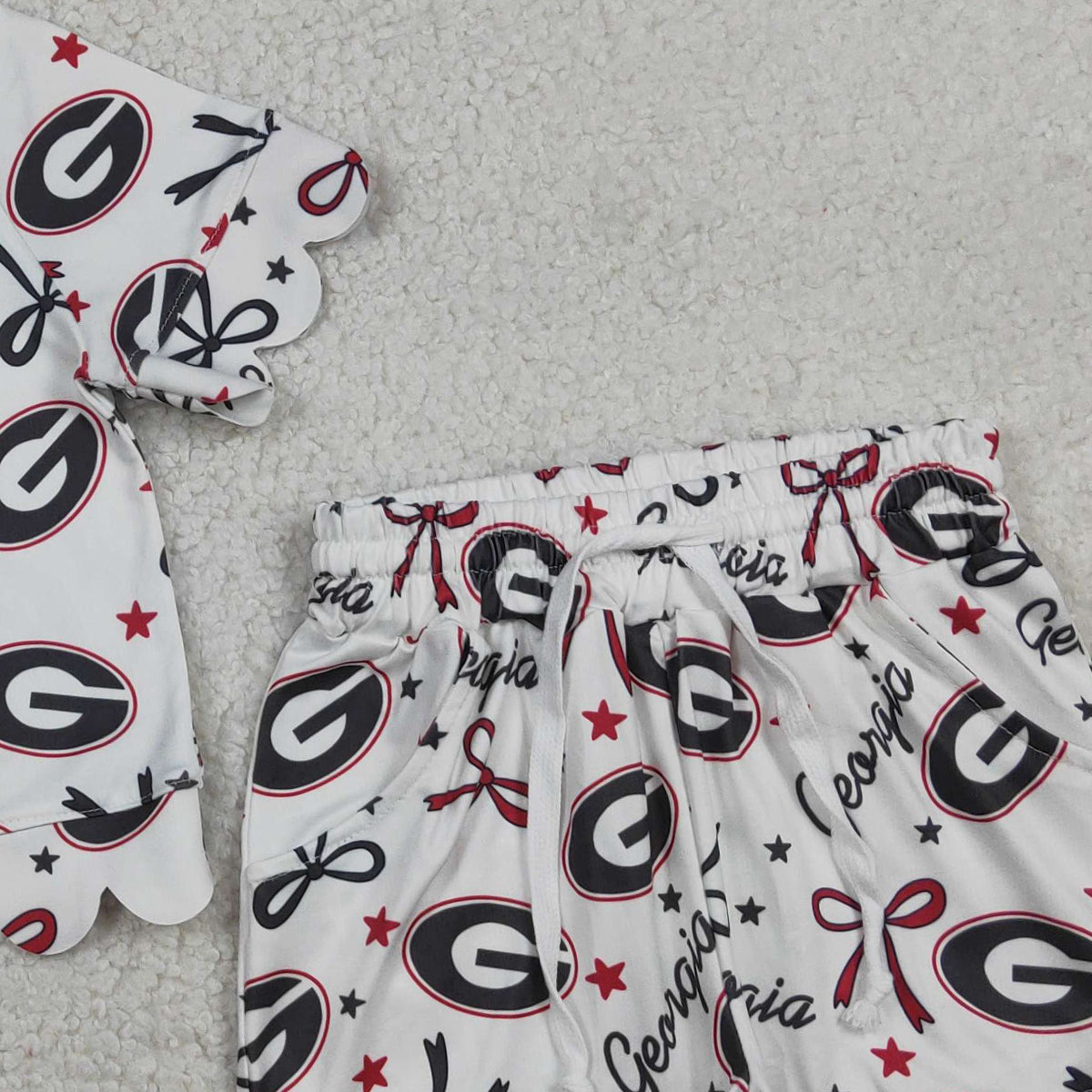 3.30 GSSO3250 Baby Girls Star Bows Scallop Shorts Team Clothes Sets