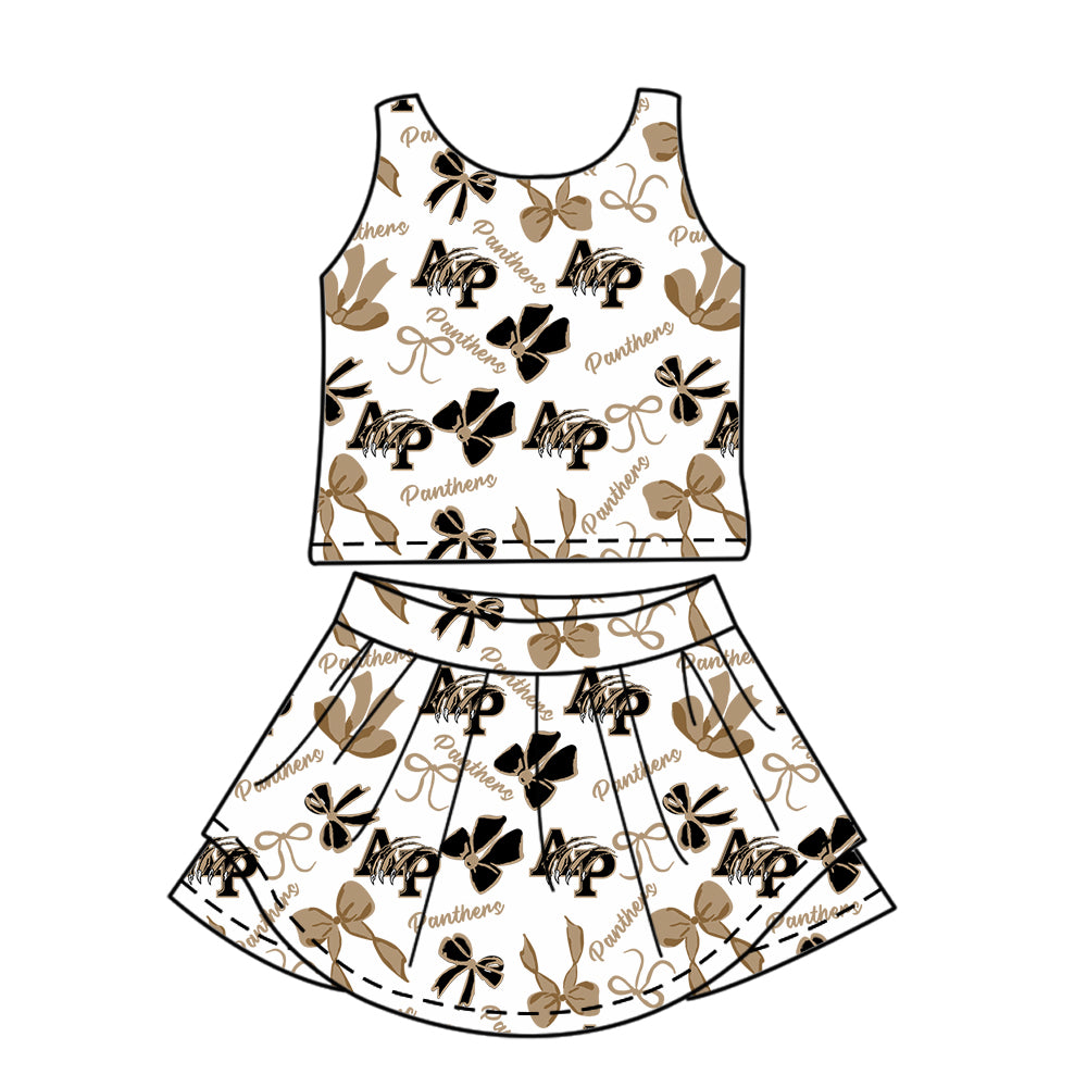 6.11 Khaki Letter Sleeveless Bow Tie Suit