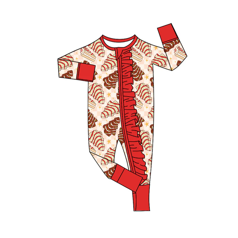 8.12Preorder(moq 5)Baby Infant Christmas Christmas Tree Cakes Zipper Footie Rompers