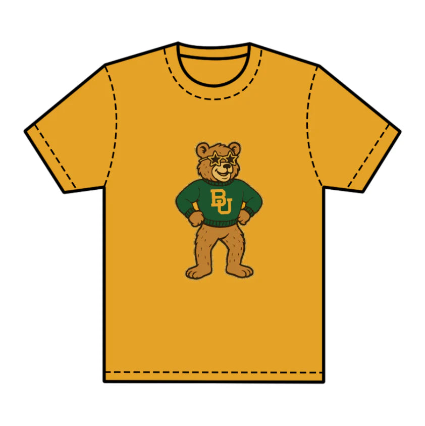 8.1preorder(moq 5) Baby Boys Yellow Short Sleeves Bear BU Team Tee Shirts Tops