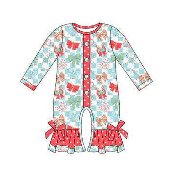 5.23 Christmas Bow Plaid Long Sleeve Toddler Clothes