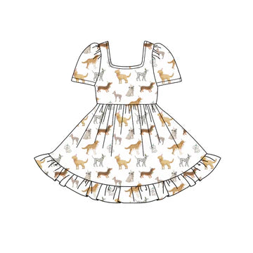 5.24 Cartoon puppy short-sleeved dress