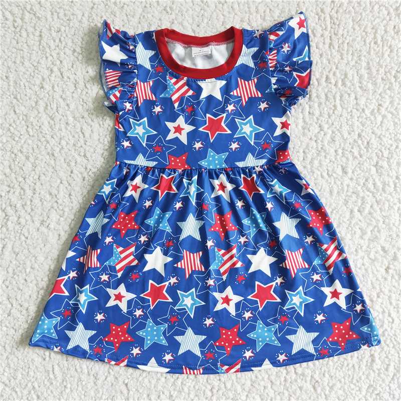 July 4th star girls summer dress kids skirts