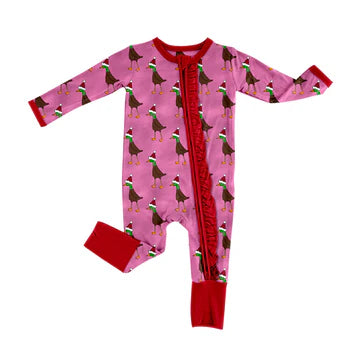 5.23 Christmas duck pink zipper long-sleeved toddler clothes