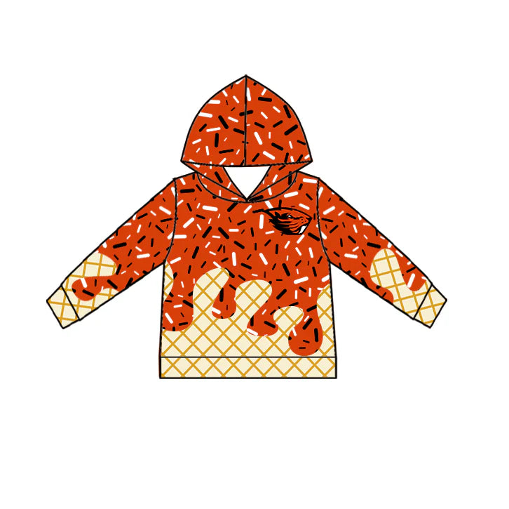 6.30Preorder (moq 5)Baby Boys Orange Long Sleeves Eagle Drip Team Hoodies Top