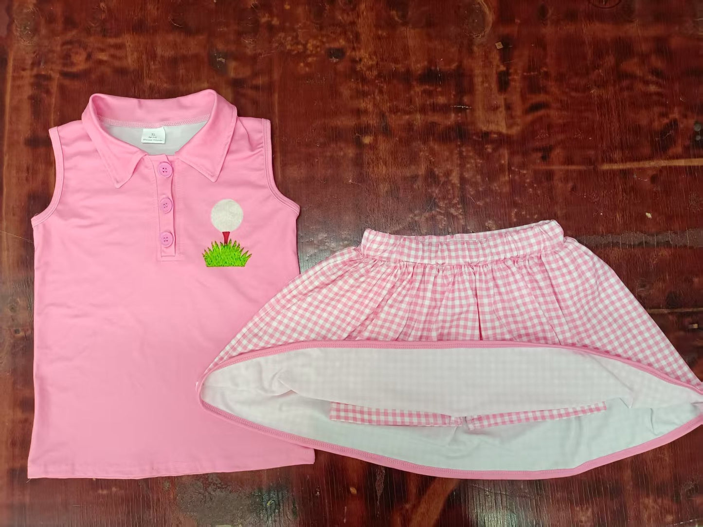 5.9 Pink Golf Button Summer Suit
