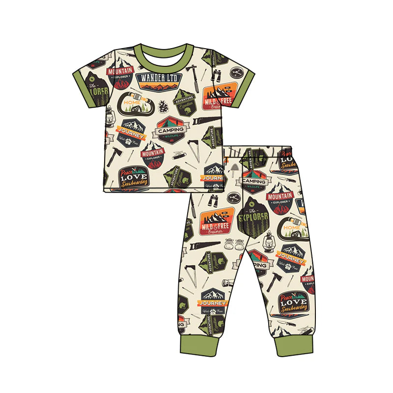 X12.19 Preorder(moq 5)Baby Boys Camping Top Pants Hunting Pajamas Sets