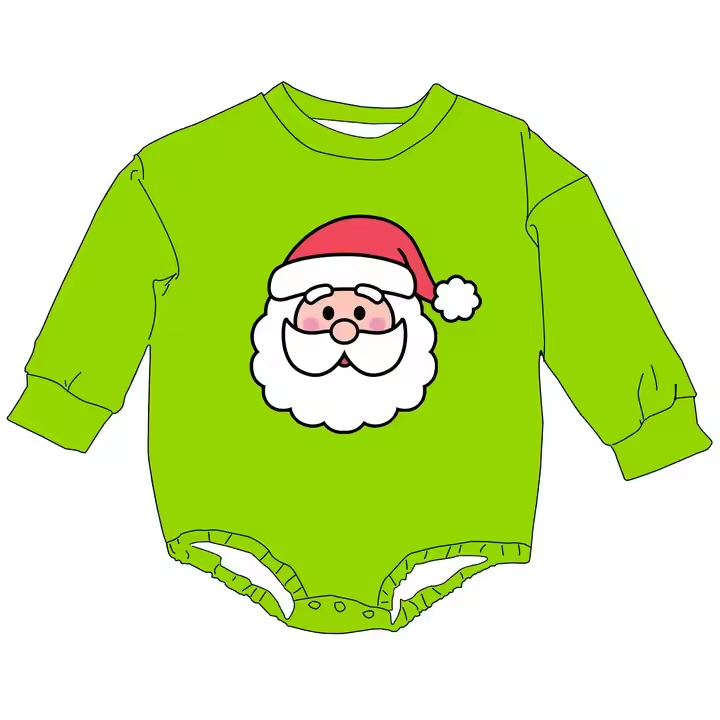 5.13 Santa Claus green long-sleeved toddler clothes