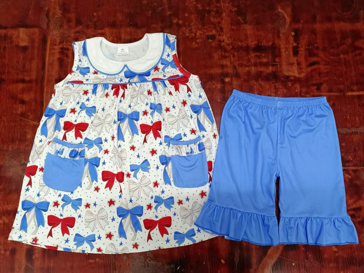 5.9 Blue Bow Sleeveless Suit