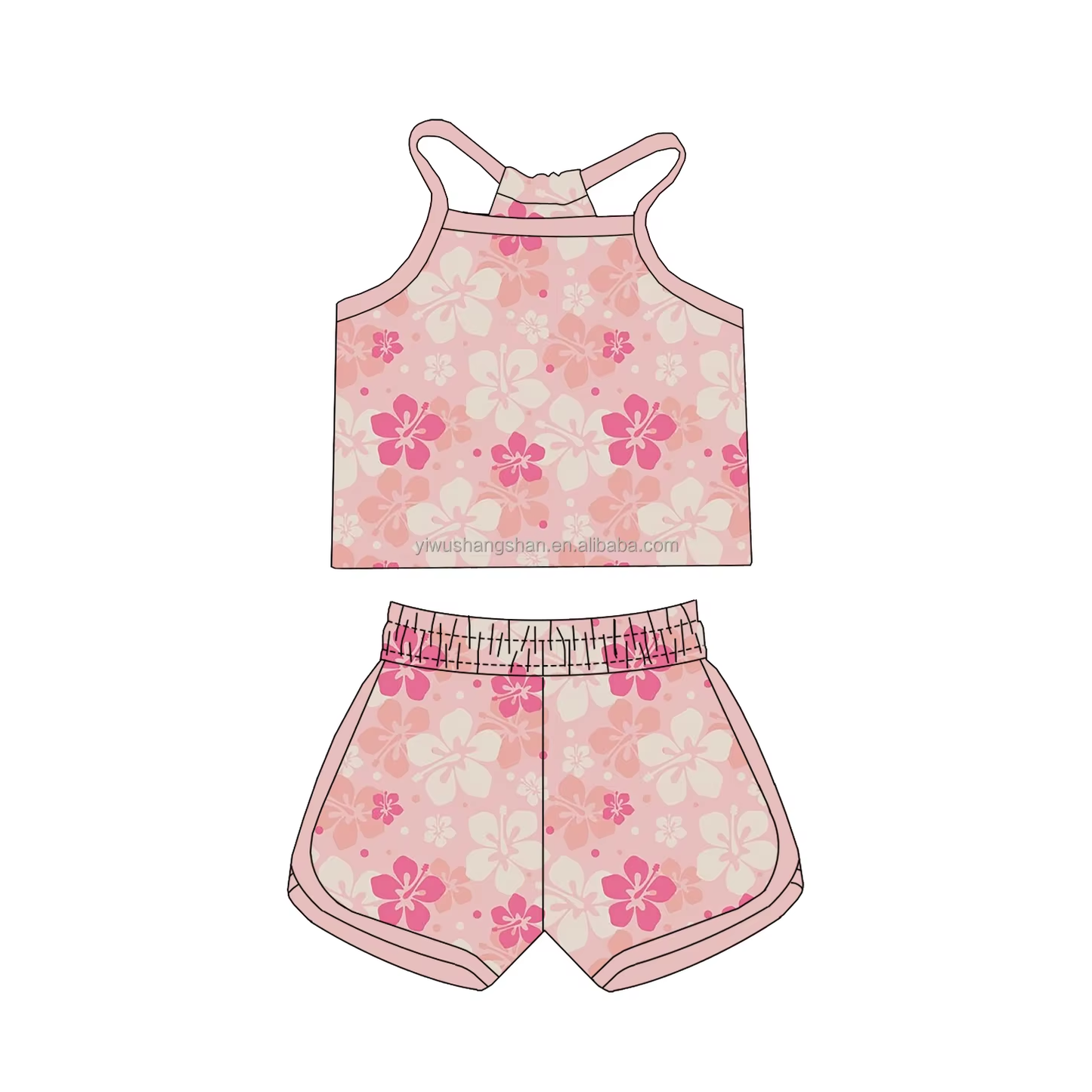 5.14 Rose red flower summer girl suit