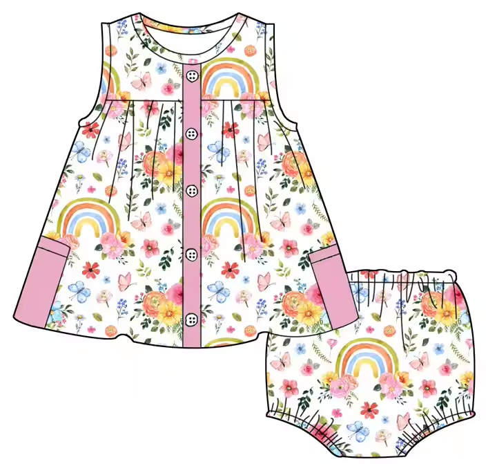 6.10 Rainbow Floral Baby Suit