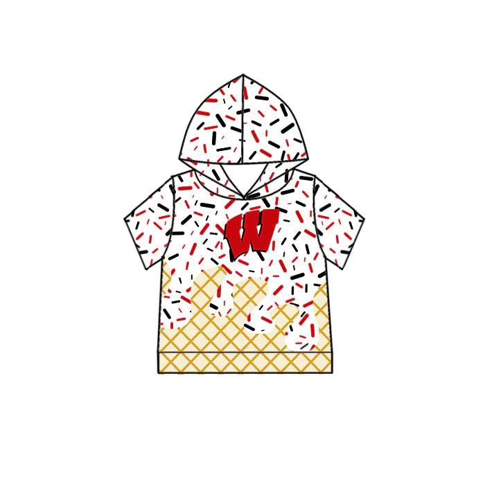 7.2Preorder (moq 5)Baby Boys Short Sleeves Red W Drip Team Hoodies Top