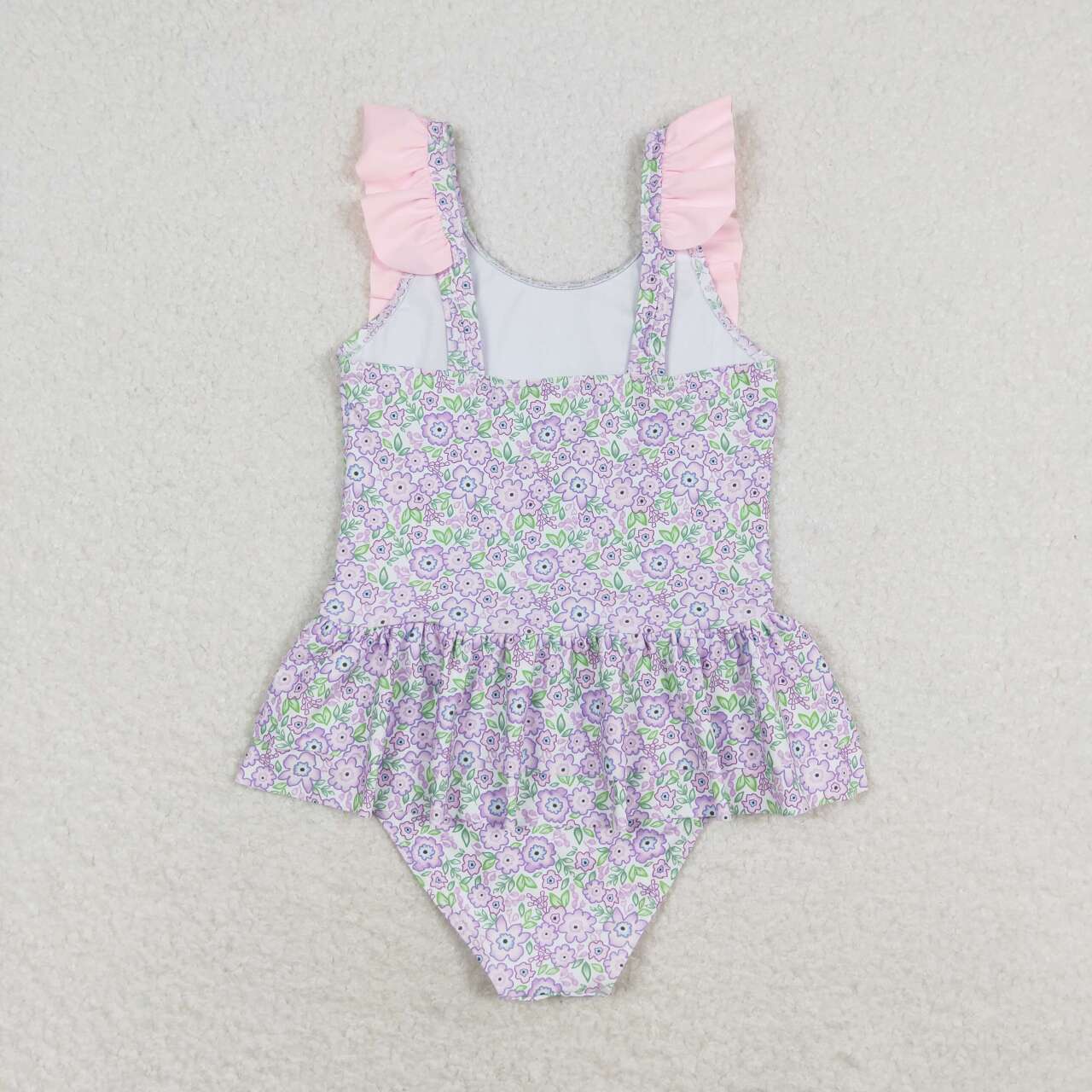 S0331 Pink and purple floral lace one-piece swimsuit