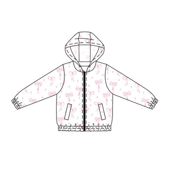 5.29 Bow Pink Zipper Hood Top
