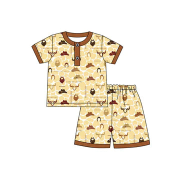 5.5 Hat Brown Cartoon Short Sleeve Suit