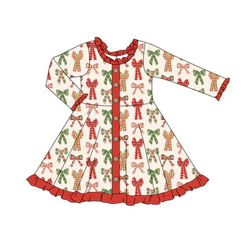 6.3 Colorful Bow Long Sleeve Dress