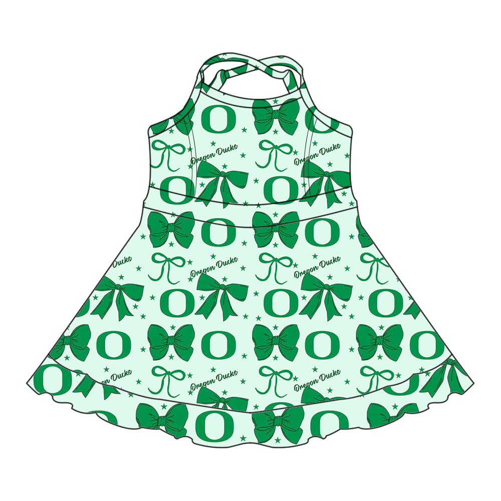 6.24 Letter Bow Green Suspender Dress