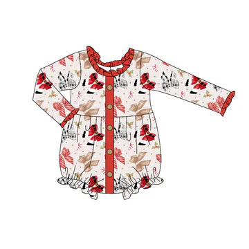 6.3 Bow Red Button Long Sleeve Toddler Clothes