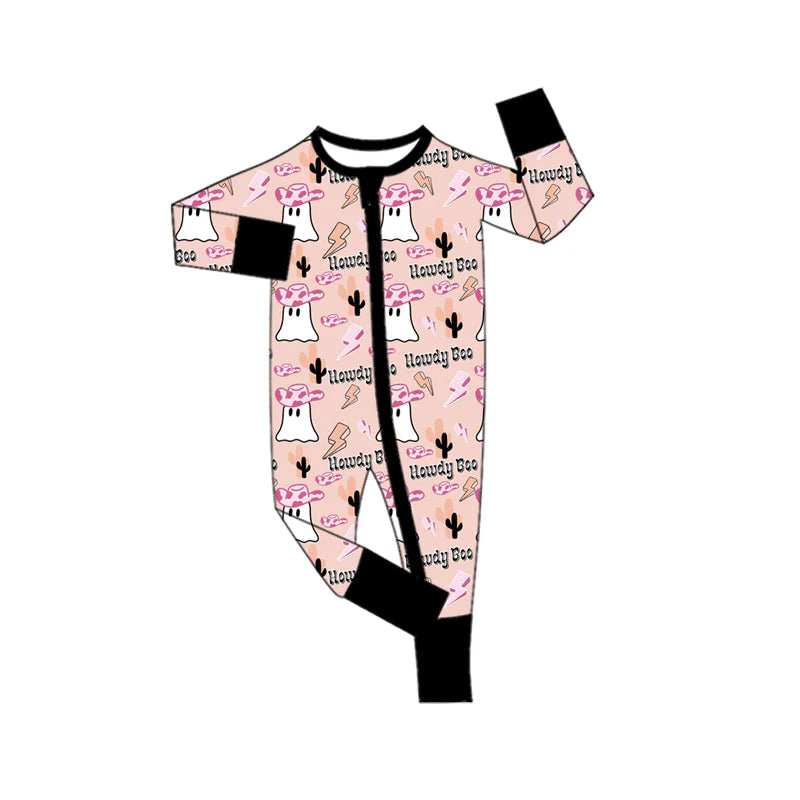 7.18Preorder moq 5 Baby Girls Long Sleeves Hats Ghost Cactus Plaid Zipper Pant Rompers
