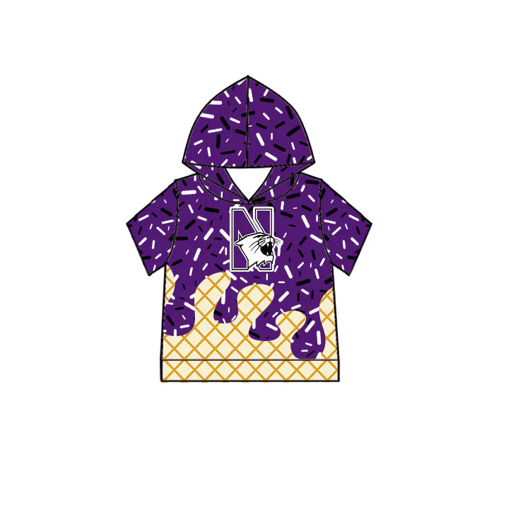 7.2Preorder (moq 5)Baby Boys Purple N Short Sleeves Drip Team Hoodies Top