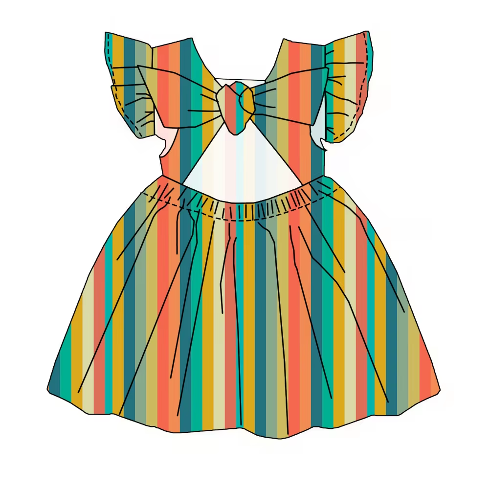 6.19 Colorful Striped Bow Dress