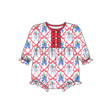 5.23 Christmas tree button bow long sleeve toddler clothes