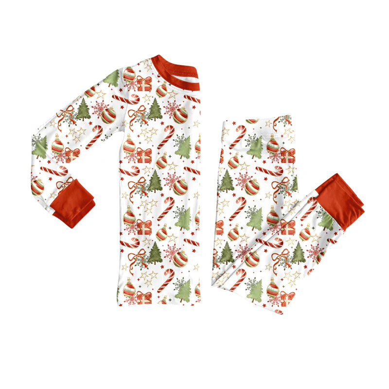 8.11Preorder(moq 5) Baby Boys Christmas Gifts Candy Cane Top Pants Lounge Wear Pajamas Sets
