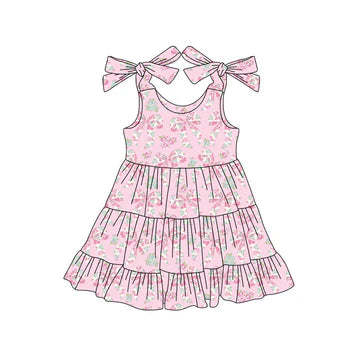 5.24 Pink Bow Flower Short Sleeve Dress