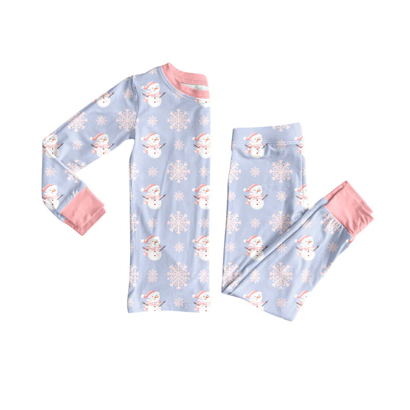 X8.15Baby Girls Christmas Snowman Flake Top Pants Lounge Wear Pajamas Sets