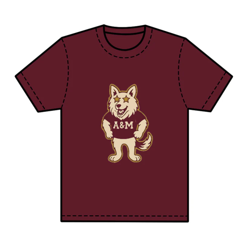 8.1preorder(moq 5) Baby Boys Dark Red Short Sleeves Wolf A&M Team Tee Shirts Tops