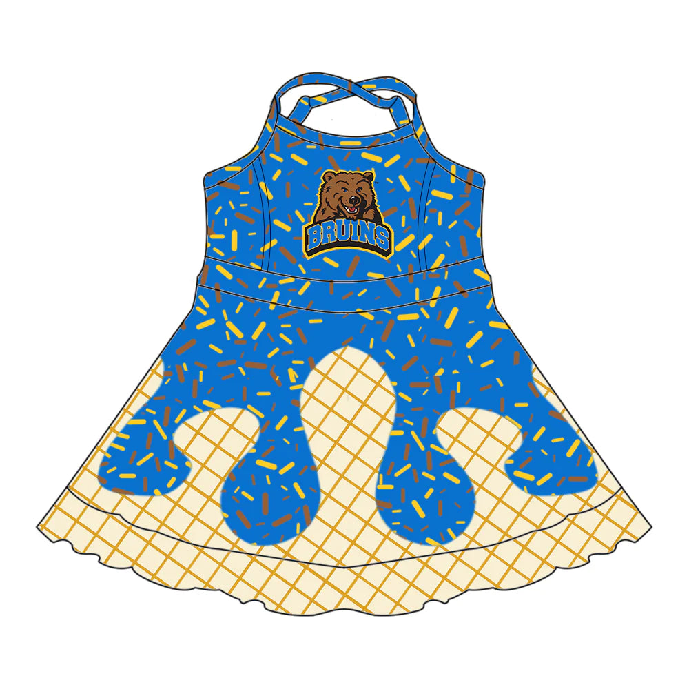 7.2Preorder (moq 5)Baby Girls Strap Green Bows Plaid Jets Short Ruffle Team Knee Length Dresses(副本)