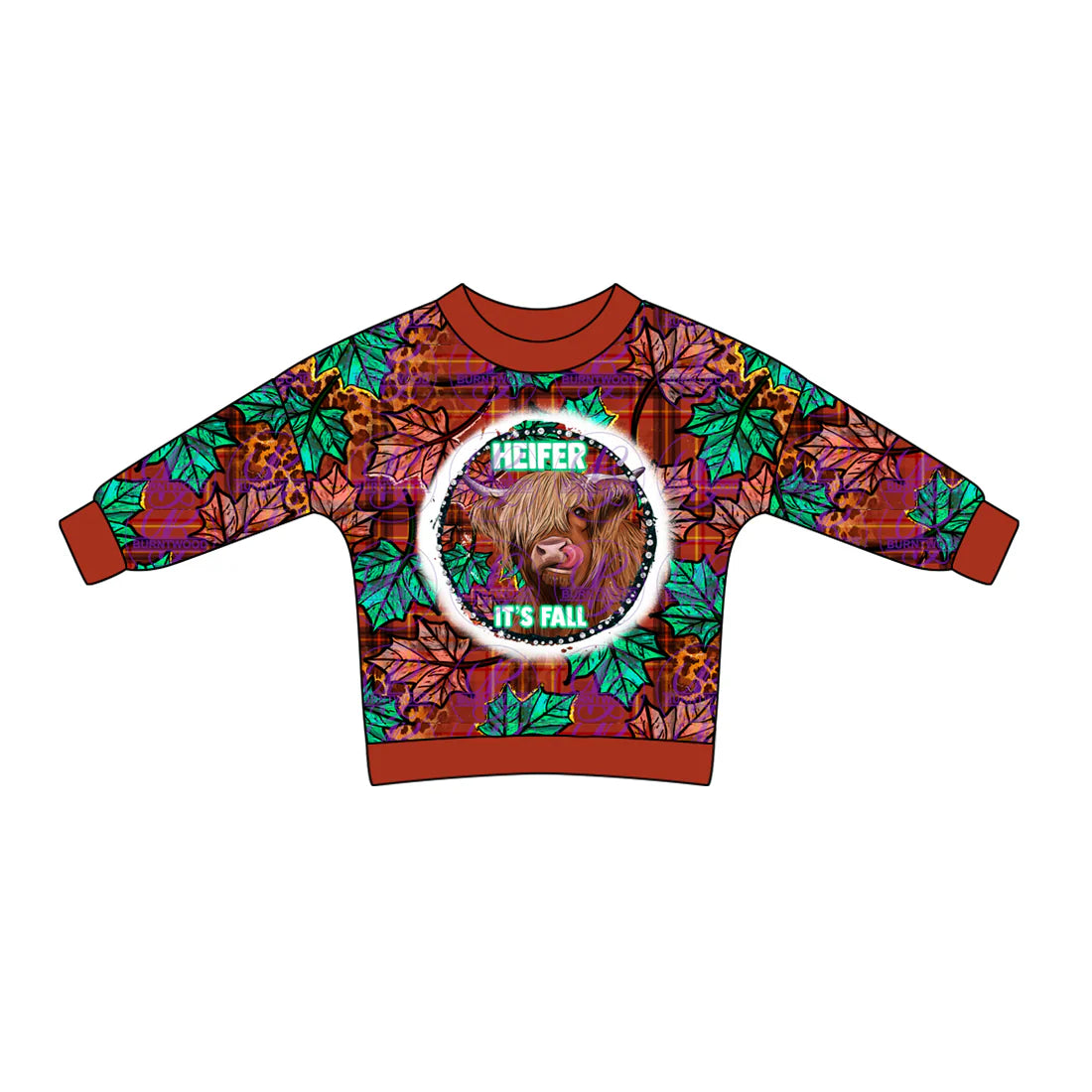 7.11Preorder (moq 5)Baby Boys Brown Long Sleeves Highland Cows Leopard Tee Shirts Top