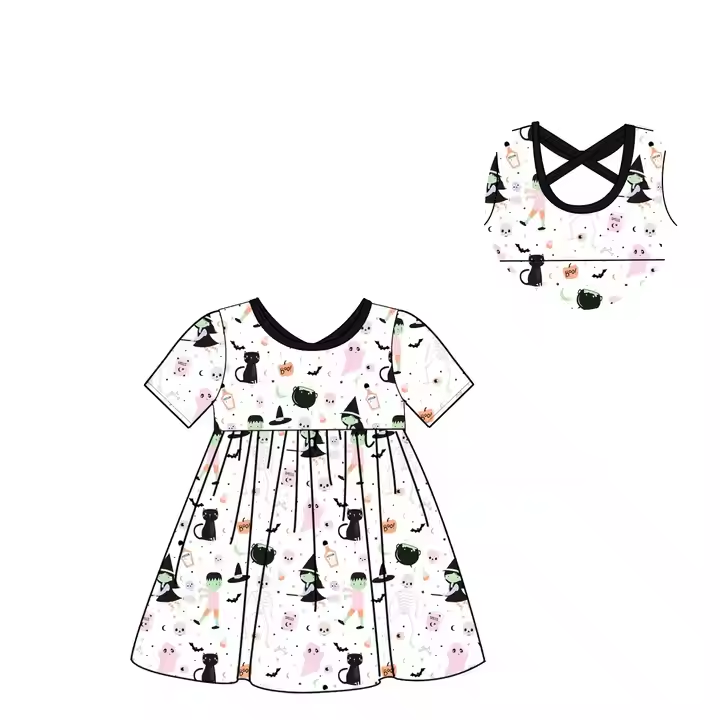 6.12 Halloween Pumpkin Short Sleeve Dress