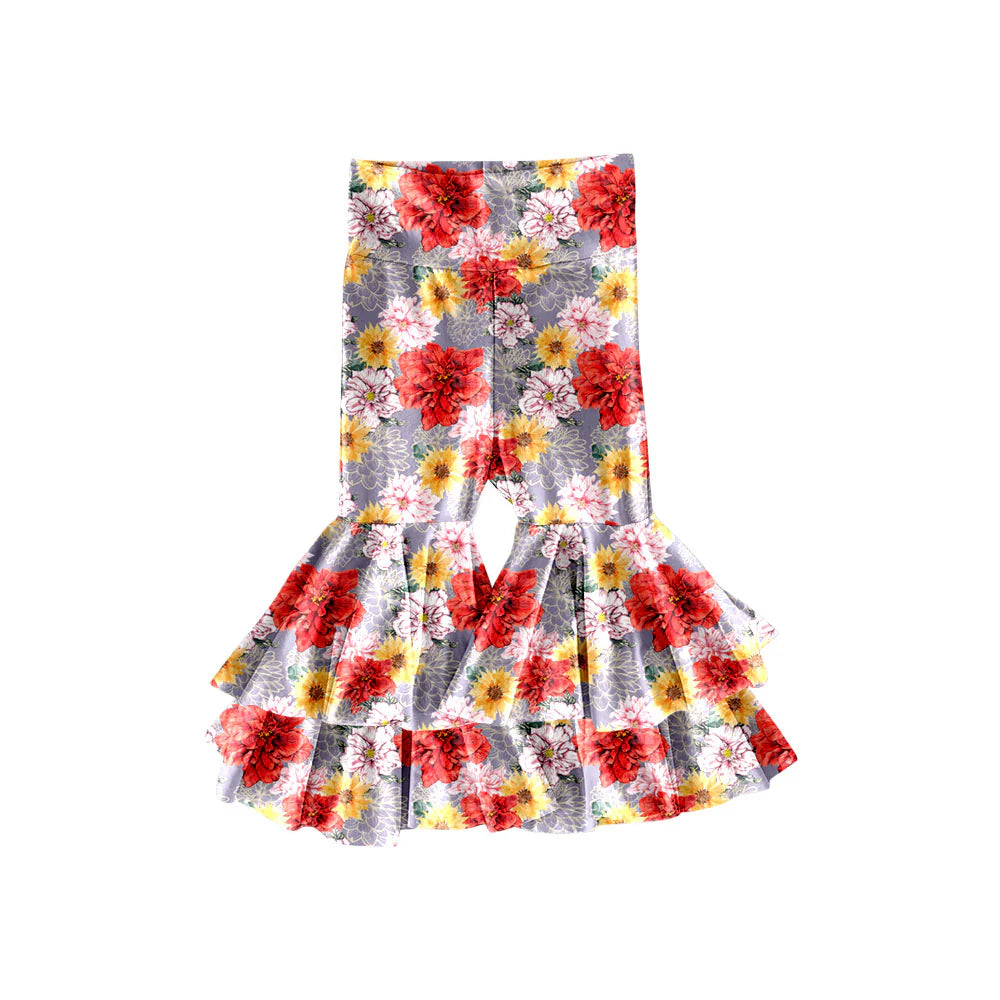 X11.19Preorder(moq 5) Baby Girls Flowers Ruffle Bell Bottom Pants