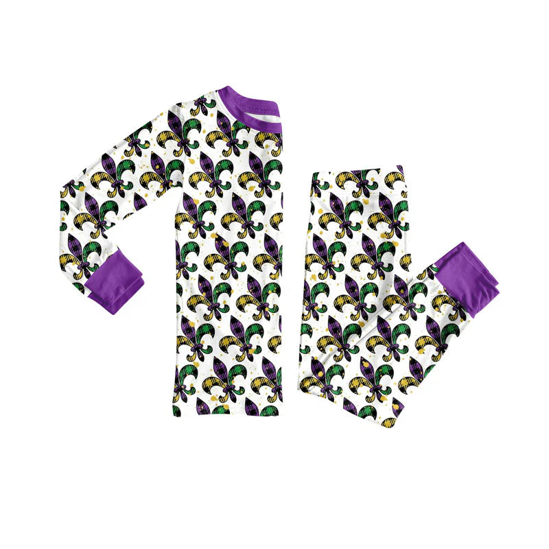 X926Preorder (moq 5)Baby Boys Anchors Checked Top Pants Mardigras Pajamas Sets