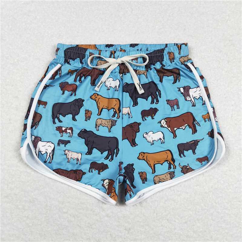 4.10 SS0129 Adult blue cow pattern shorts