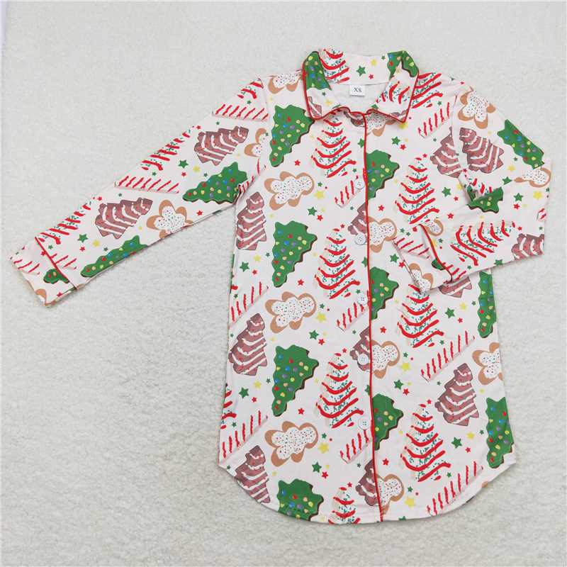 4.9 GT0622 Adult female Christmas tree cookie gingerbread man long-sleeved top