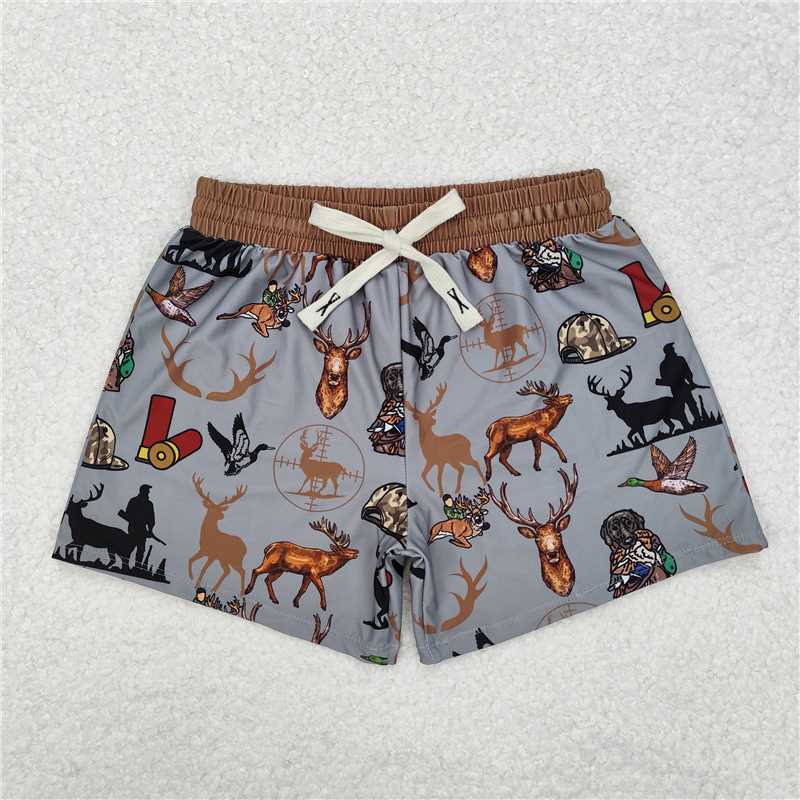 4.28 S0471 Moose Puppy Hunting Gray Swim Trunks